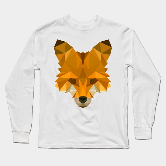 Low Poly Origami Fox Head Long Sleeve T-Shirt by Origami Studio